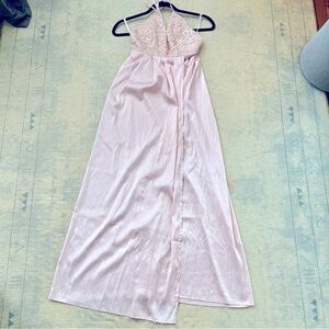 NWOT SHEIN pale pink lace maxi halter backless dress
